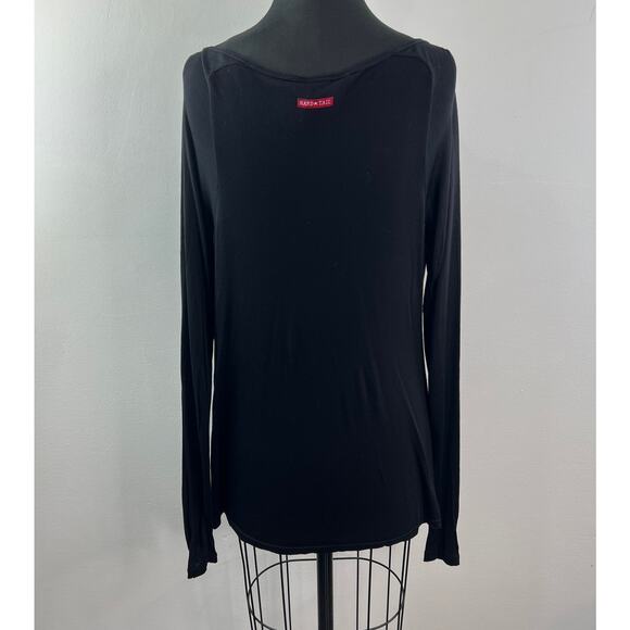 Hard Tail Black Top Boat Neck Asymmetrical Loose Fit Long Sleeve Size Medium M - Picture 8 of 8